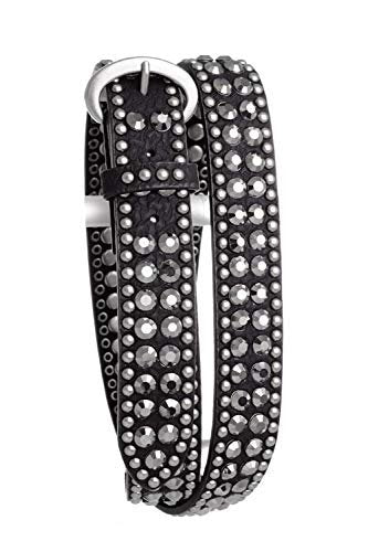 Nomad Creek Women's Cross Rhinestone Studded Wide Leather Belt, Size: Medium, Gray