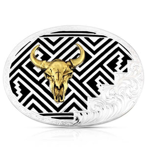 Desert Twilight Southwestern Belt Buckle with Buffalo Skull